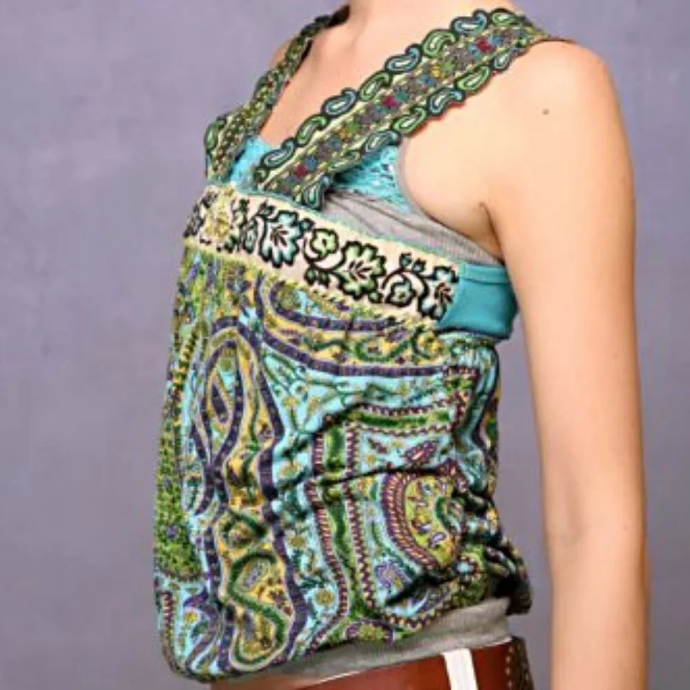 Free People Banded Border Tank ASO Alex Russo